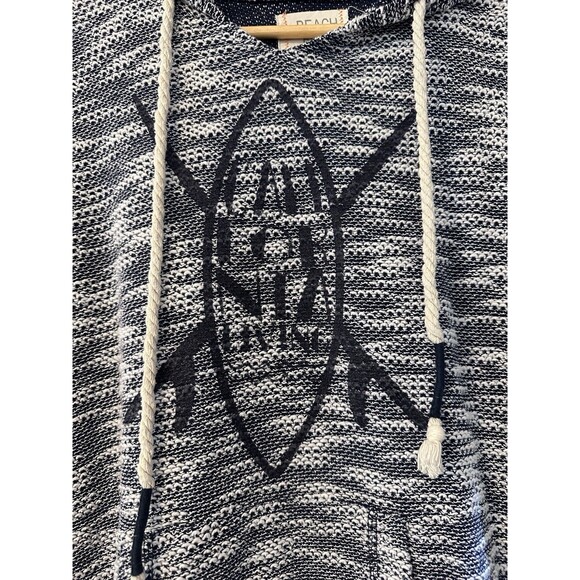 Beach By Exist Knit Hoodie California Living Slim Navy White Lightweight Size L - Picture 2 of 10